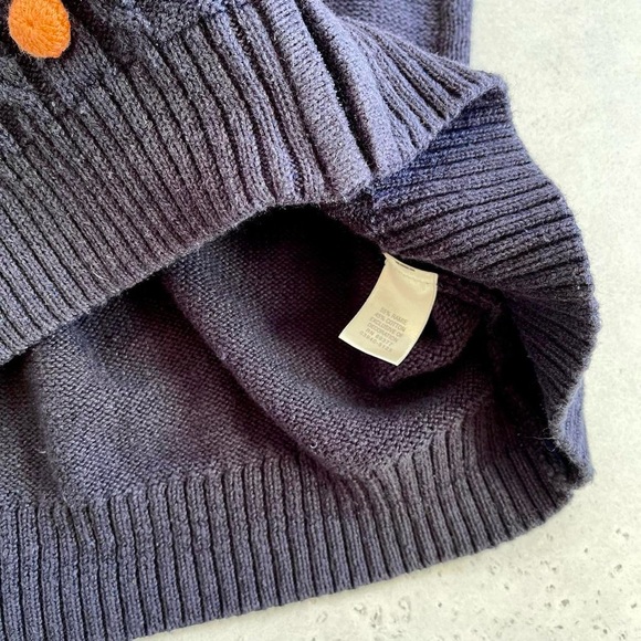 Christopher & Banks Dark Navy Blue Chunky Cable Knit Pom Pom Sweater Vest - Picture 3 of 6